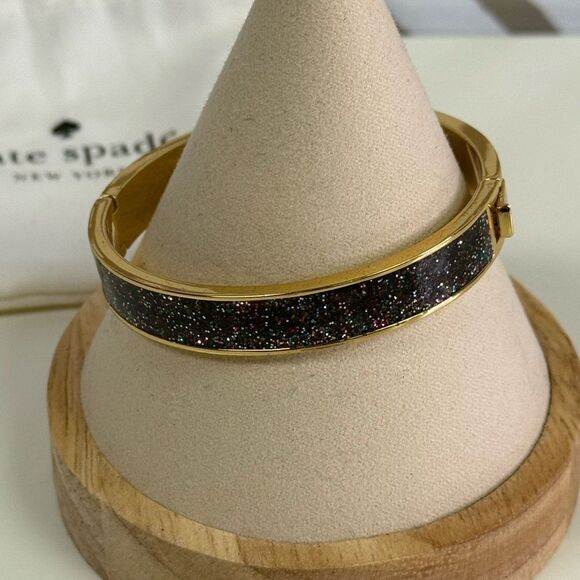 Kate Spade Glitter Hole Punch Gold Hinge Bracelet - Picture 5 of 7